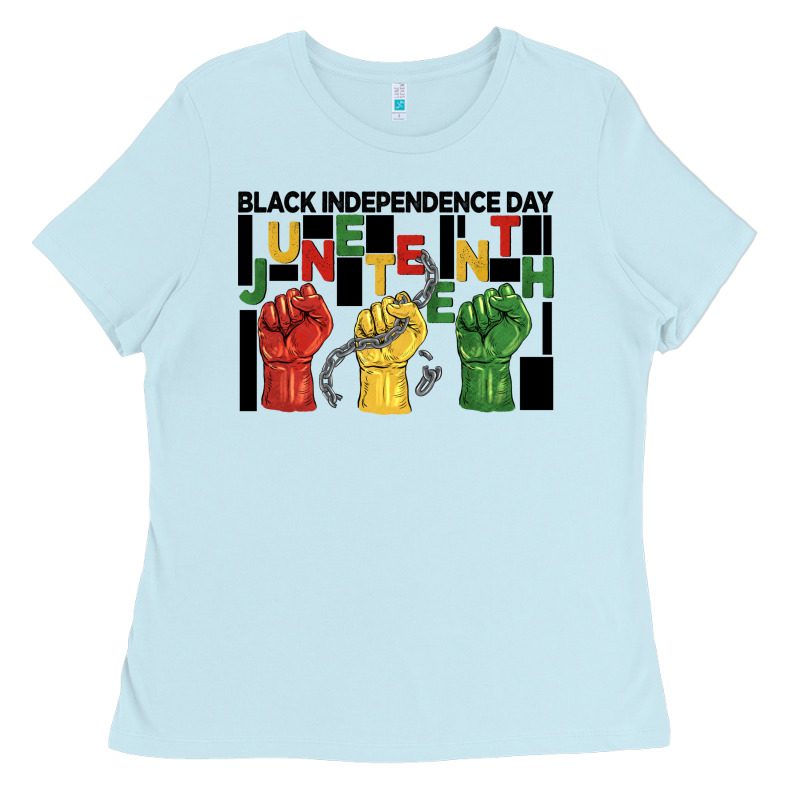Black Independence Day Juneteenth Ladies Tee by BarkalooDesign | Teevron