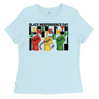 Baby Blue black independence day juneteenth Ladies Tee - BarkalooDesign