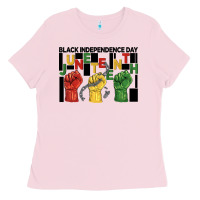Bubblegum Pink black independence day juneteenth Ladies Tee - BarkalooDesign