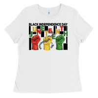 White black independence day juneteenth Ladies Tee - BarkalooDesign