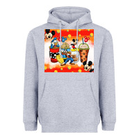 Heather Grey cartoon characters coffee cups Heavyweight Hoodie - Zillion Design Studio