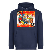 Navy cartoon characters coffee cups Heavyweight Hoodie - Zillion Design Studio