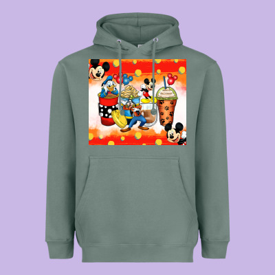 Cartoon Characters Coffee Cups Heavyweight Hoodie Designed By Zillion Design Studio