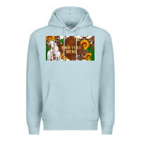 Blue Mist (preview)baby goats and sunflower and cactus with cowhide license plat Premium Hoodie - Artiststas