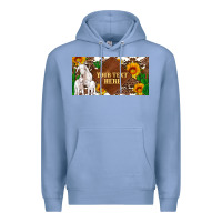 Colony Blue (preview)baby goats and sunflower and cactus with cowhide license plat Premium Hoodie - Artiststas