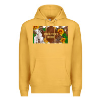 Mustard (preview)baby goats and sunflower and cactus with cowhide license plat Premium Hoodie - Artiststas