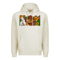 Oatmeal Heather (preview)baby goats and sunflower and cactus with cowhide license plat Premium Hoodie - Artiststas