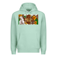 Seafoam (preview)baby goats and sunflower and cactus with cowhide license plat Premium Hoodie - Artiststas