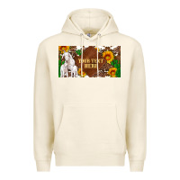 Tofu (preview)baby goats and sunflower and cactus with cowhide license plat Premium Hoodie - Artiststas
