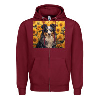 Burgundy australian shepherd Zipper Hoodie - Unal Design