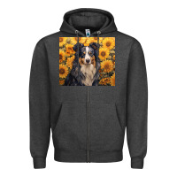 Charcoal Heather australian shepherd Zipper Hoodie - Unal Design