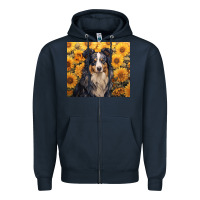 Navy australian shepherd Zipper Hoodie - Unal Design