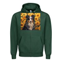 Sports Green australian shepherd Zipper Hoodie - Unal Design