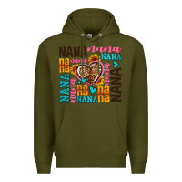 Army Green nana nana nana with hearts Premium Hoodie - AdoDesignShop