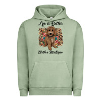 Pigment Oil Green life is better with a maltipoo Urban Hoodie - BarkalooDesign