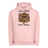 Pigment Salmon life is better with a maltipoo Urban Hoodie - BarkalooDesign