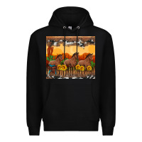 Black western horses and  sunset with sunflowers Premium Hoodie - Artiststas