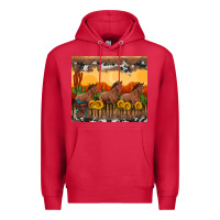 Cardinal western horses and  sunset with sunflowers Premium Hoodie - Artiststas