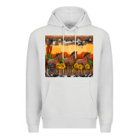 Dove Grey western horses and  sunset with sunflowers Premium Hoodie - Artiststas