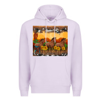 Lilac western horses and  sunset with sunflowers Premium Hoodie - Artiststas
