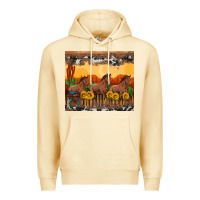 Pina Colada western horses and  sunset with sunflowers Premium Hoodie - Artiststas