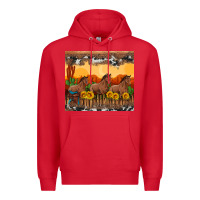 Red western horses and  sunset with sunflowers Premium Hoodie - Artiststas