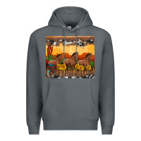 Rock western horses and  sunset with sunflowers Premium Hoodie - Artiststas