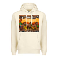Sandshell western horses and  sunset with sunflowers Premium Hoodie - Artiststas