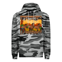 Slate Camo western horses and  sunset with sunflowers Premium Hoodie - Artiststas