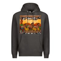 Smoke western horses and  sunset with sunflowers Premium Hoodie - Artiststas