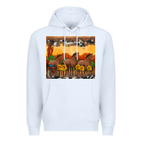 White western horses and  sunset with sunflowers Premium Hoodie - Artiststas