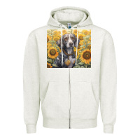 Oatmeal Heather beagle Zipper Hoodie - Unal Design