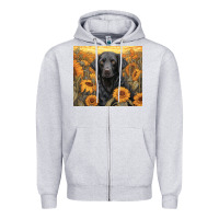 Heather Grey black lab Zipper Hoodie - Unal Design