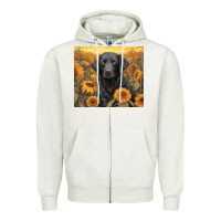 Oatmeal Heather black lab Zipper Hoodie - Unal Design