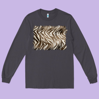 Brown Zebra Pattern Background Long Sleeve Tee Designed By Barkaloodesign