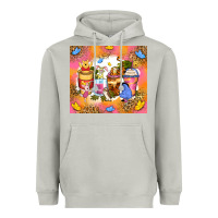 Moon Dust cartoon characters coffee cups Heavyweight Hoodie - Zillion Design Studio