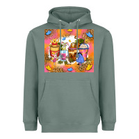 Sage cartoon characters coffee cups Heavyweight Hoodie - Zillion Design Studio