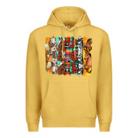 Antique Gold western horses roses and bullskulls wıth cowhide amd serape brushstro Premium Hoodie - Artiststas