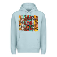 Blue Mist western horses roses and bullskulls wıth cowhide amd serape brushstro Premium Hoodie - Artiststas