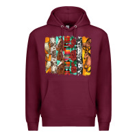 Burgundy western horses roses and bullskulls wıth cowhide amd serape brushstro Premium Hoodie - Artiststas