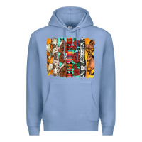 Colony Blue western horses roses and bullskulls wıth cowhide amd serape brushstro Premium Hoodie - Artiststas