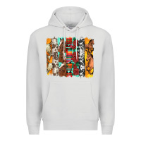Dove Grey western horses roses and bullskulls wıth cowhide amd serape brushstro Premium Hoodie - Artiststas