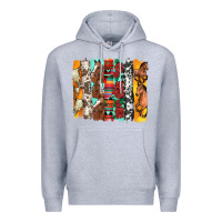 Heather Grey western horses roses and bullskulls wıth cowhide amd serape brushstro Premium Hoodie - Artiststas