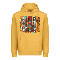 Mustard western horses roses and bullskulls wıth cowhide amd serape brushstro Premium Hoodie - Artiststas