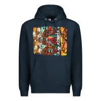 Navy western horses roses and bullskulls wıth cowhide amd serape brushstro Premium Hoodie - Artiststas
