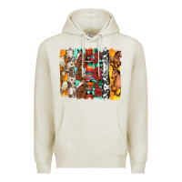 Oatmeal Heather western horses roses and bullskulls wıth cowhide amd serape brushstro Premium Hoodie - Artiststas