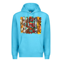 Ocean Blue western horses roses and bullskulls wıth cowhide amd serape brushstro Premium Hoodie - Artiststas