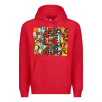 Red western horses roses and bullskulls wıth cowhide amd serape brushstro Premium Hoodie - Artiststas