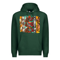 Sports Green western horses roses and bullskulls wıth cowhide amd serape brushstro Premium Hoodie - Artiststas