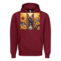 Burgundy boxer dog Zipper Hoodie - Unal Design